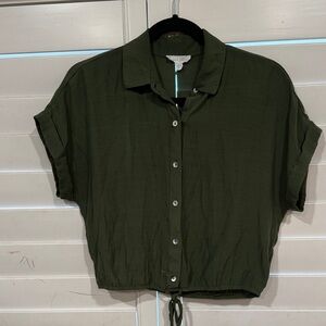 Olive Green Women's Button-Down Shirt